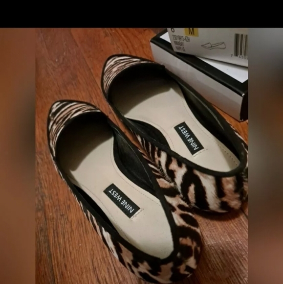 2/25 Nine West Size 6 ABAY Smoking/Ballet Flats Shoes Leopard Calf Hair Multi - Picture 4 of 6